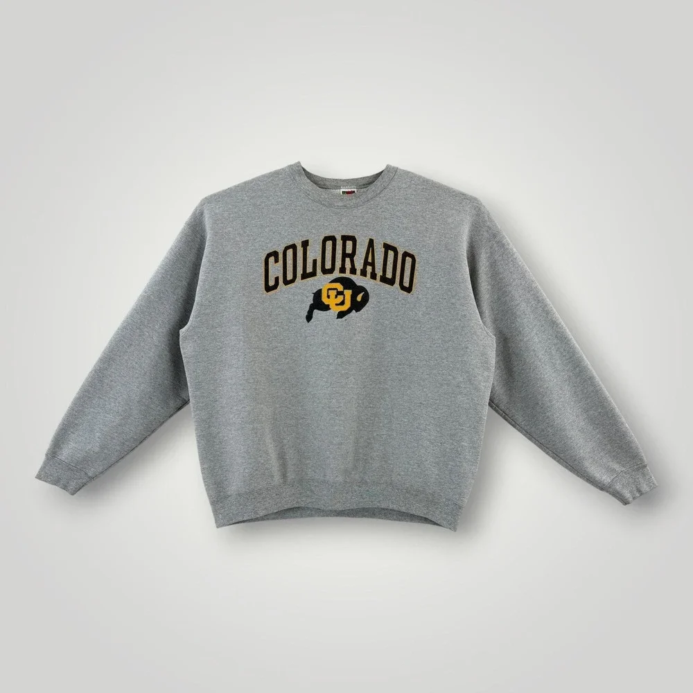 Colorado Buffaloes Sweatshirt Mens 2XL Gray NCAA Crewneck Fruit Of The Loom Y2K